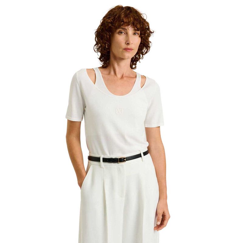 Veronika Maine Embroidered Monogram Knit Tee image number 0